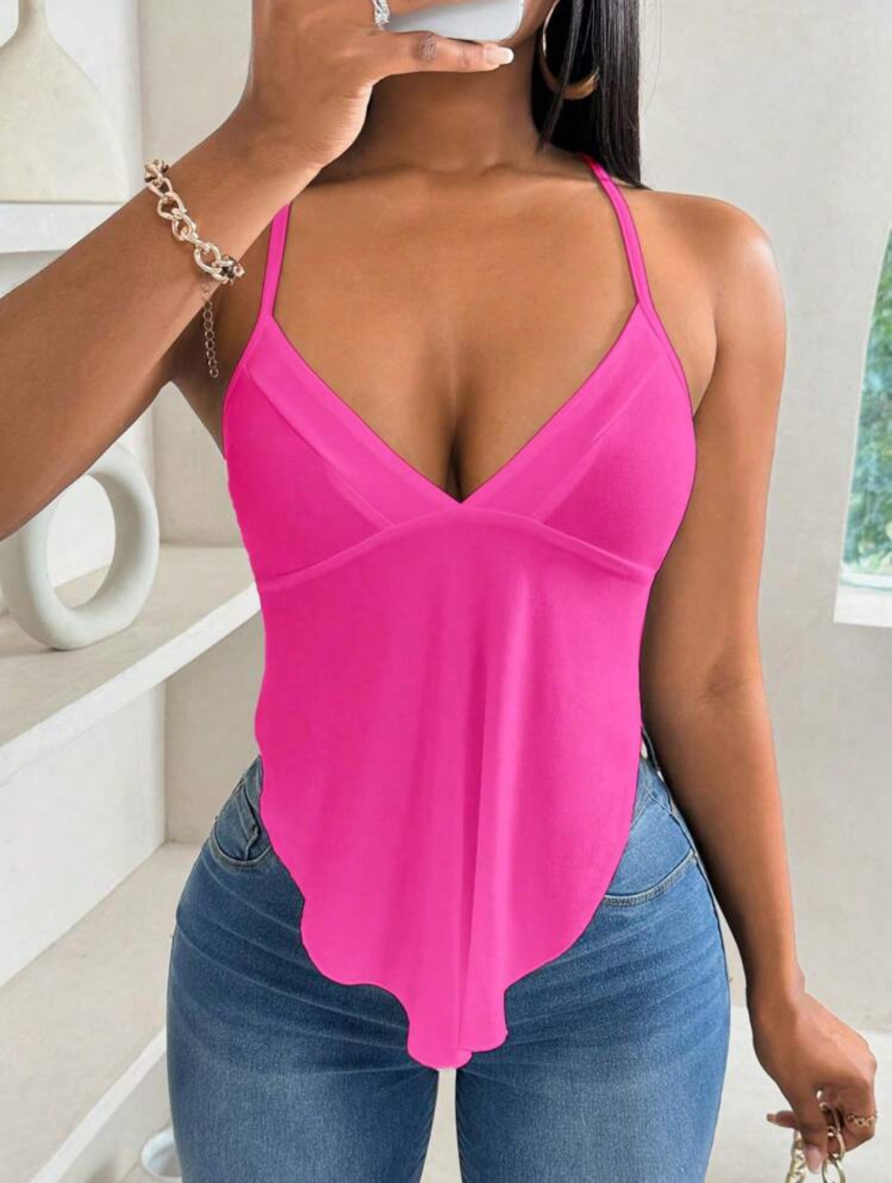 CrissCross Charm Asym Hem Cami
